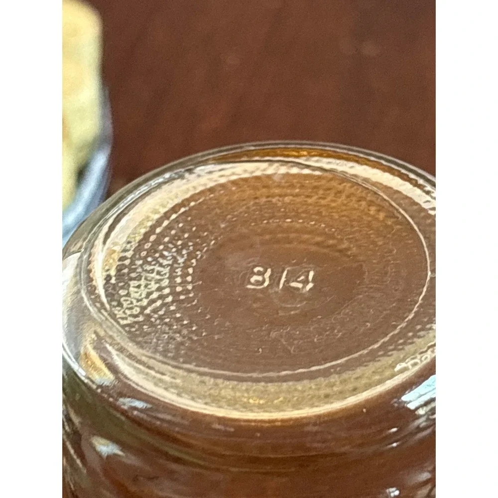 Vintage Clear Glass Jelly Jars Set‎ of 2 Ribbed Bottom Canning Kitchen Storage